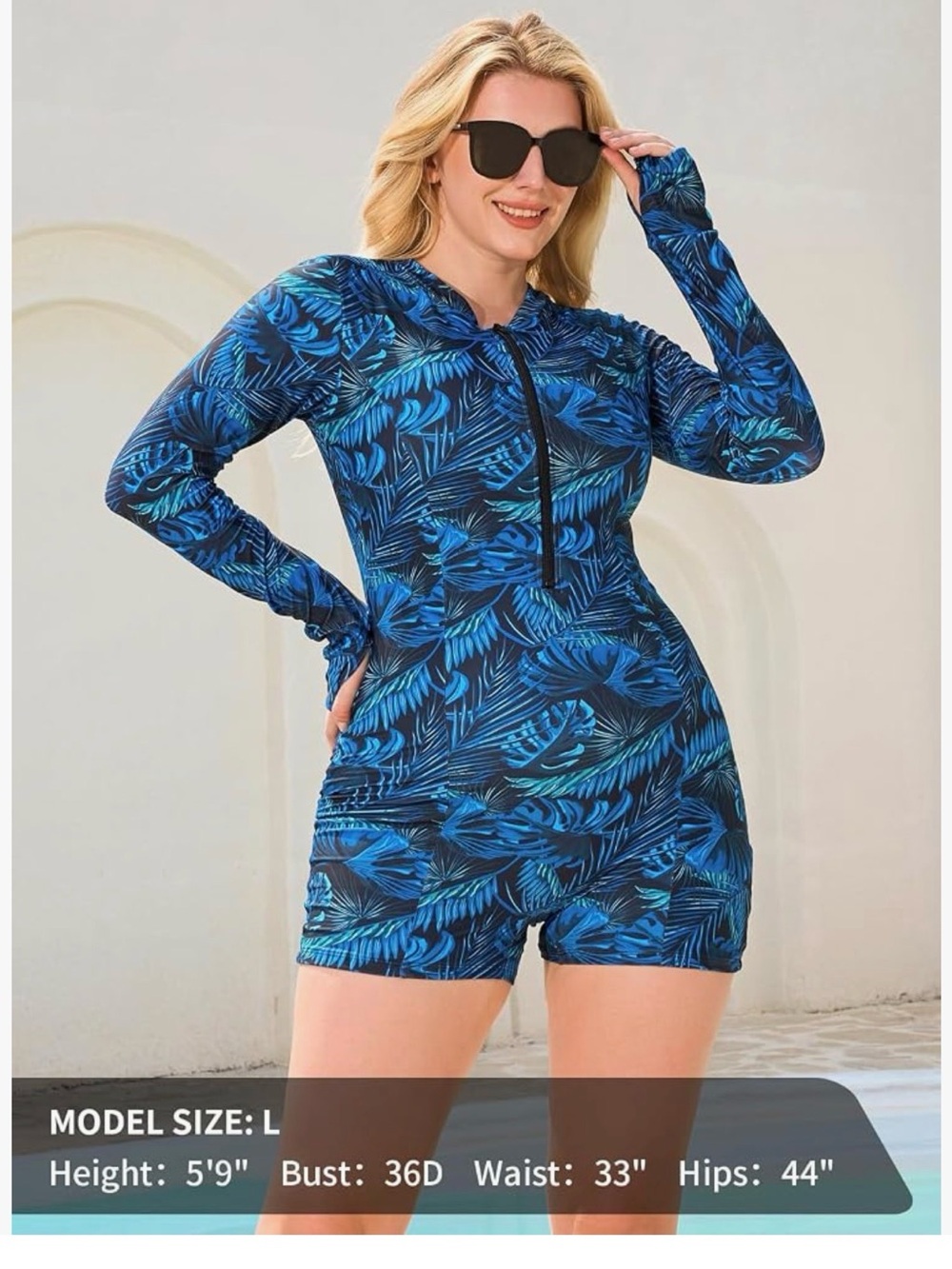 Ocean Blues One-Piece Swimsuit in Leaf Print Blue